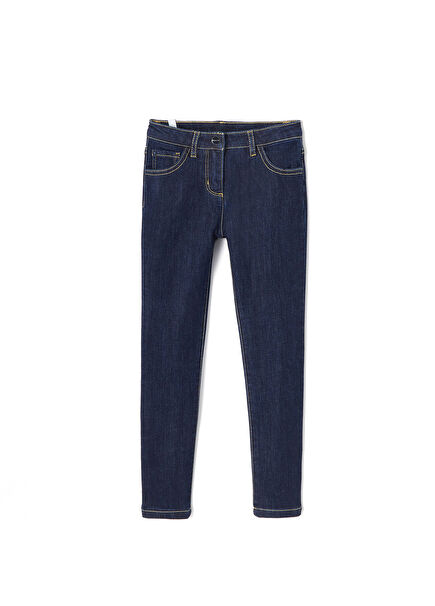 Koyu Denim Dar Kesim Kız Çocuk Jean Pantolon