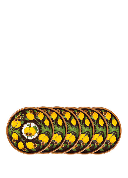 Amalfi Coast Collection Golden Fall Koyu Kahve Seramik 6'lı Tabak Seti 