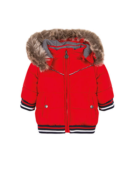 Kırmızı Kapüşonlu Erkek Bebek Doudoune Mont