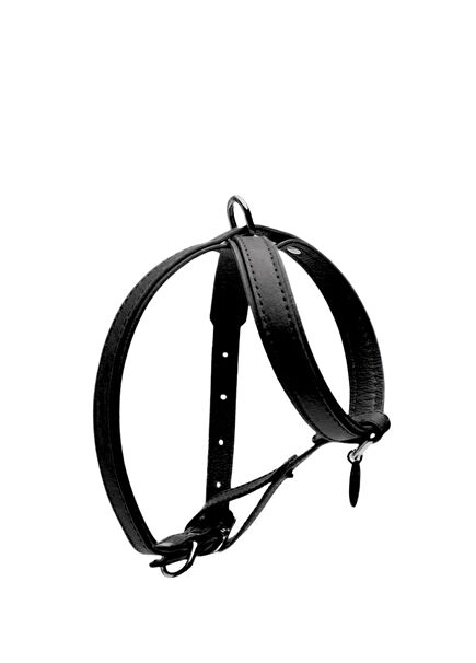 Black Leather Cross Dog Harness