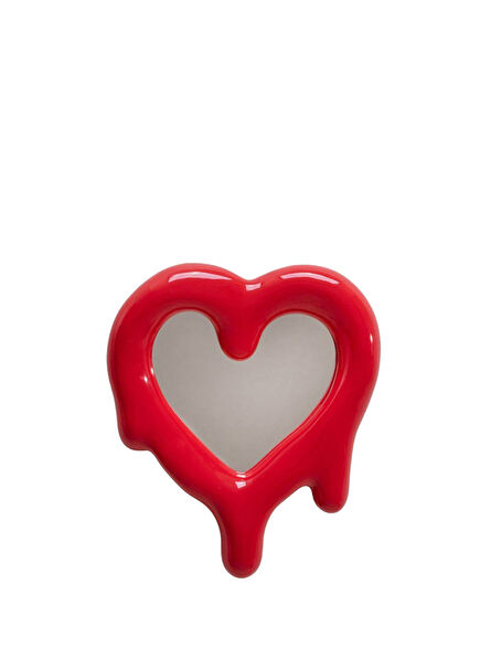 Kırmızı Kalp Porselen Cam Fotoğraf Çerçevesi