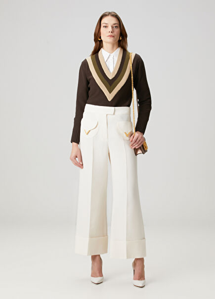 VGold White Wool Pants