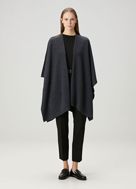Valya Anthracite Cashmere Knitwear Cape