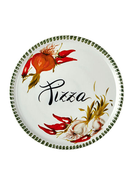 Sarımsak Desenli Seramik Pizza Tabağı