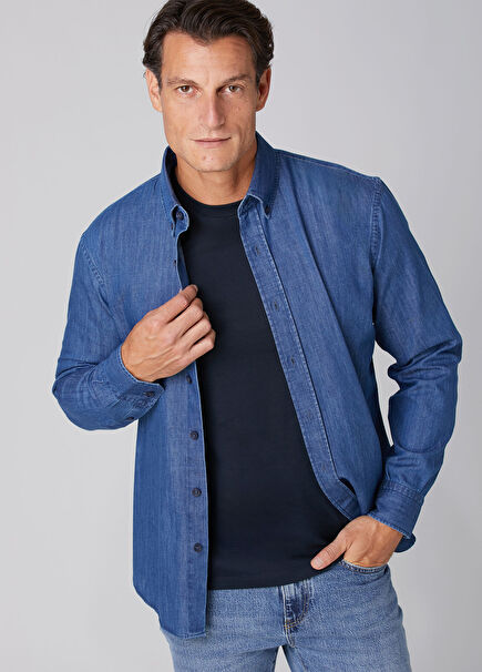 Comfort Fit Dark Blue Shirt