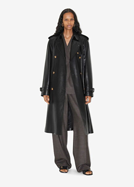 Black Leather Women's Long Coat