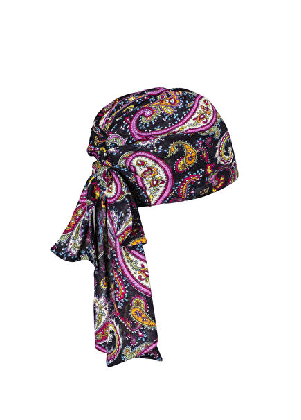 Neli Şal Desenli Siyah Vual Kadın Bandana