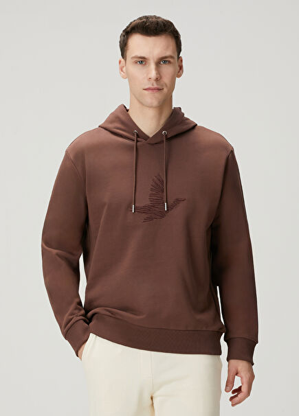 Kahverengi Kapüşonlu Sweatshirt