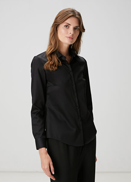 Slim Fit Non Iron Klasik Siyah Gömlek