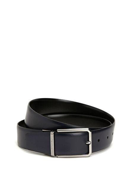 Navy Blue Men's Leather Belt
