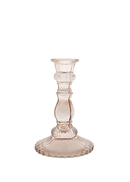 Pink Glass Candle Holder 17x11 cm