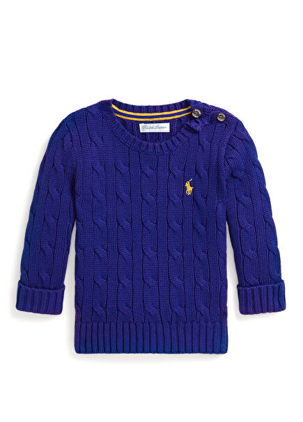 Mavi Saç Örgülü Erkek Bebek Kazak