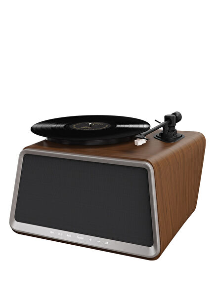 Seed RCA Çıkışlı All-in-One Hi-Fi Ses Sistemi Dahili Bluetooth Hoparlörlü Ceviz Retro Pikap Plakçalar