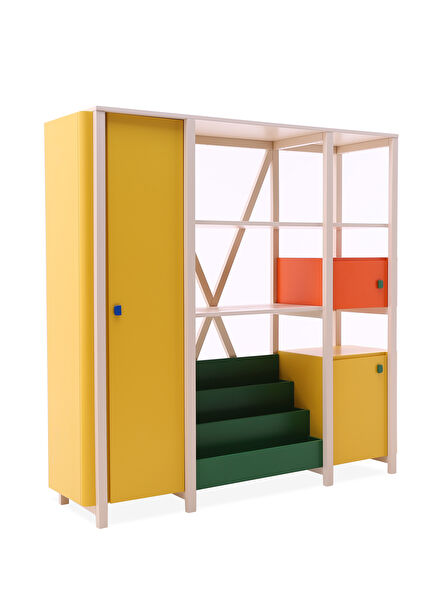 Tubi Wooden Multi-Colored Children's Bookshelf
