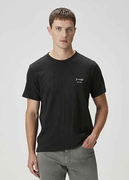 Siyah Logo Baskılı T-shirt