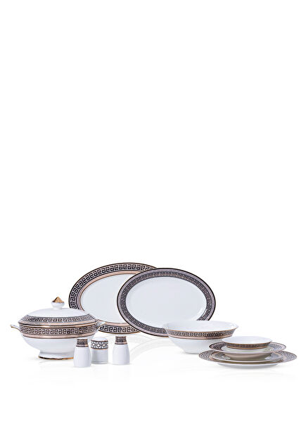 Quartz Gold Porcelain 60 Pieces 12 Person Dinner Set