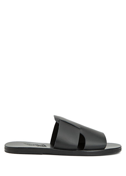 Miltiadis Black Men's Leather Slippers