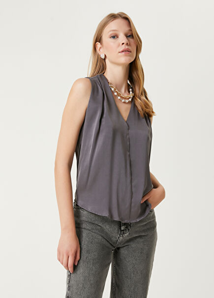 Anthracite Stoned Silk Blouse