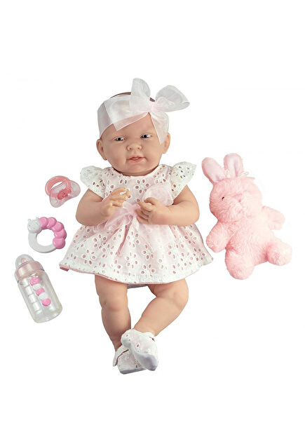 Pink Rabbit and Lifelike Newborn Toy Baby Girl 38 cm