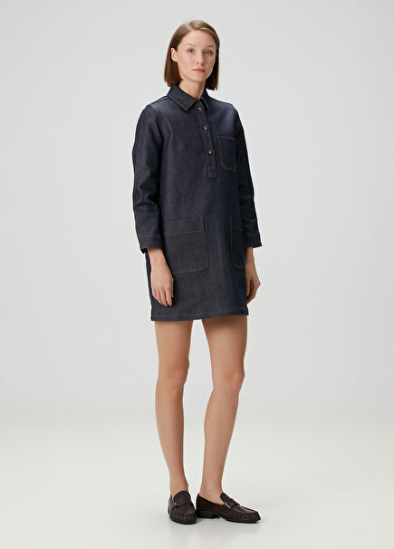 Aurelia Navy Mini Denim Dress