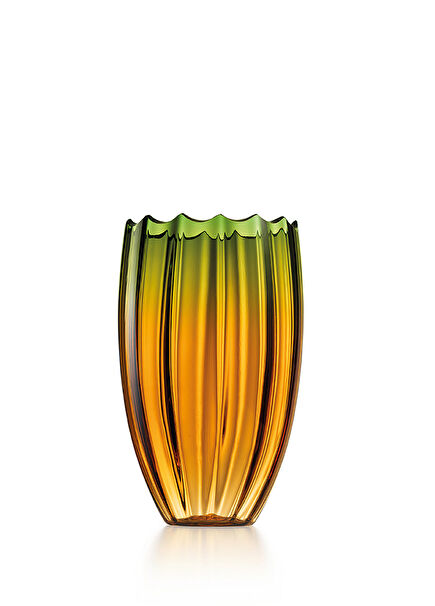 Mare Nassa Bright Green and Amber Glass Large Size Vase