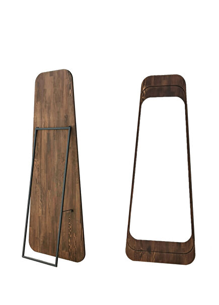 Smooth Walnut Colored Solid Standing Mirror