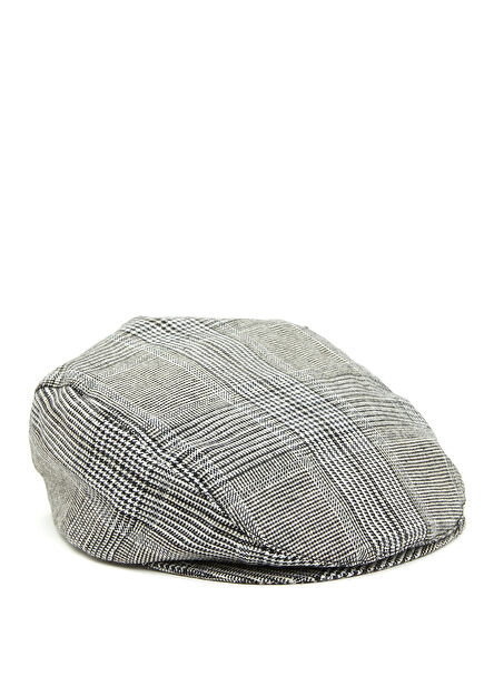 Black White Crowbar Patterned Men's Beret Hat