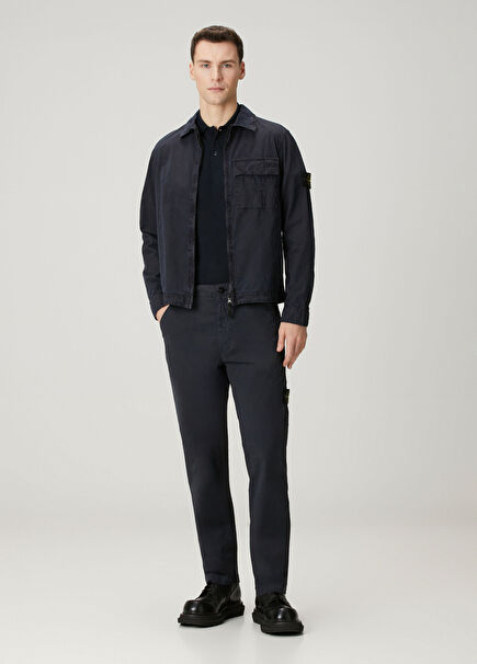 Regular Fit Navy Blue Twill Trousers