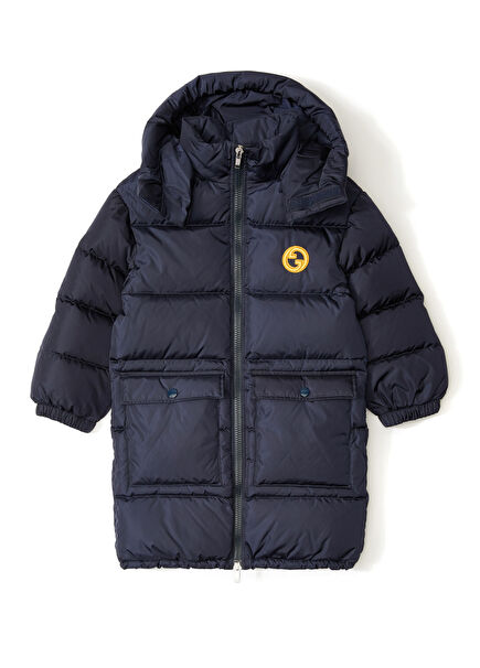 Lacivert Logo Patchli Unisex Çocuk Mont