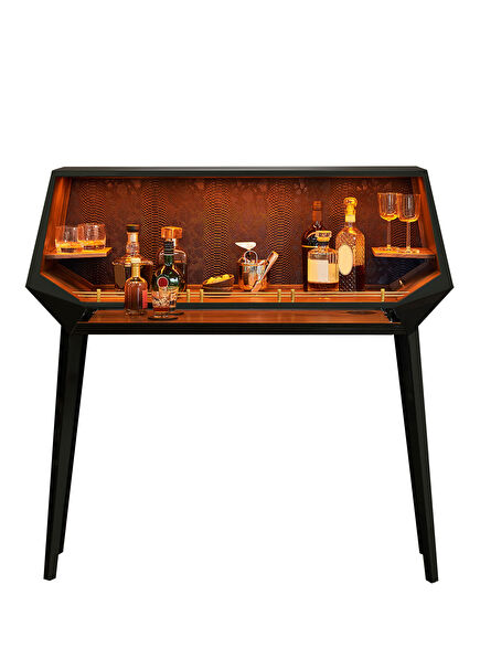 Sobu Olive Black Dragon Pattern Drink Cabinet