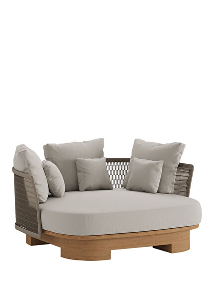 Mesh Vizon Alüminyum Tik Ağacı Daybed Bahçe Koltuğu