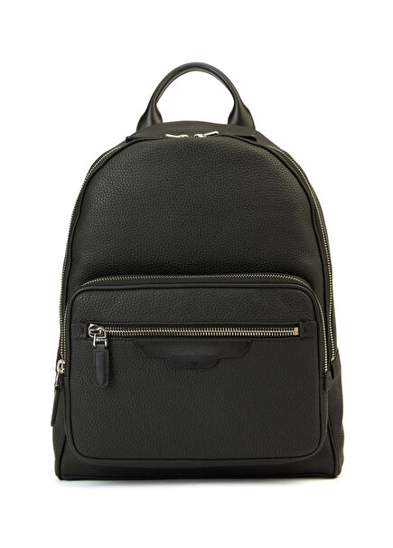 Black Men's Leather Backpack