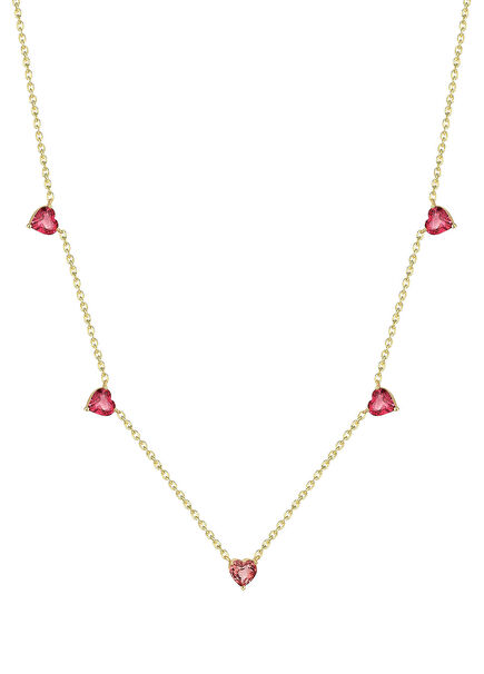 Turmalin Taşlı Kalpli Kadın Altın Kolye