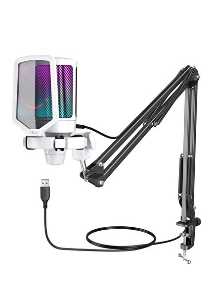 Ampligame A6TW RGB USB White Microphone Set