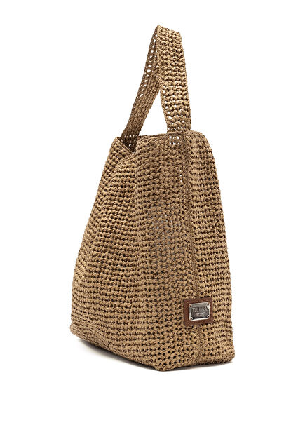 Astra Woven Camel Women's Straw Shoulder Bag