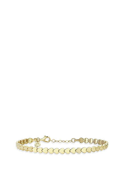 Kaplan Charm Heart 925 Ayar Gümüş 14 Ayar Altın Kaplama Kadın Bileklik