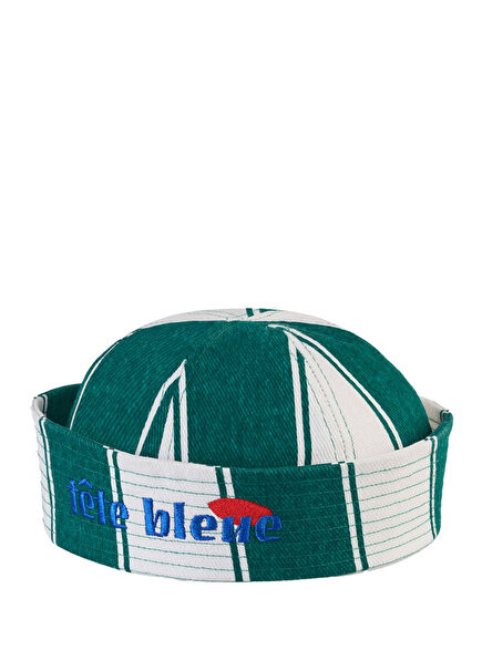 Yeşil Beyaz Çizgili Kadın Şapka