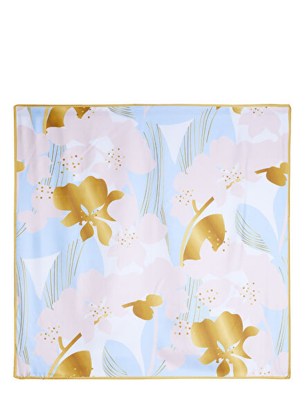 Pembe Mavi Desenli Eşarp