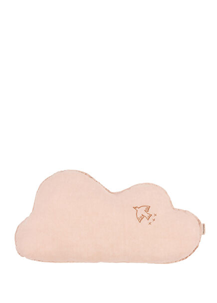 Cloud Powder Pink İşlemeli Fransız Keten Bebek Yastığı
