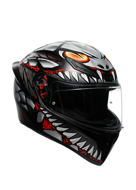 K1 S E2206 Lyzard Matt Black Grey Red Unisex Kapalı Motosiklet Kaskı