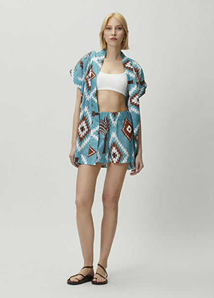 Lal Turquoise Patterned Shorts