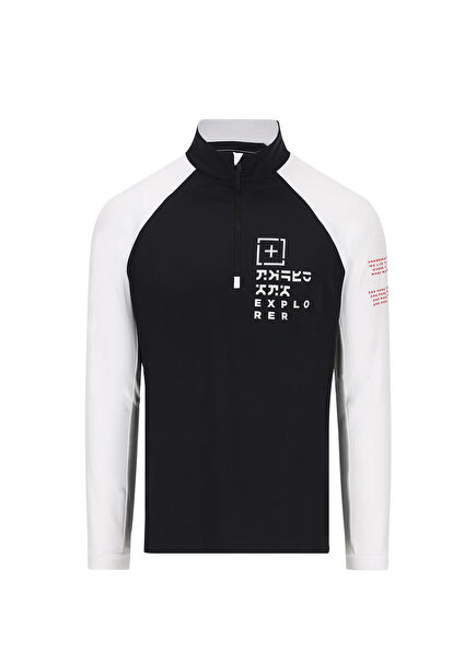 631 Turtle Neck With Half Zip Siyah Beyaz Erkek Polar