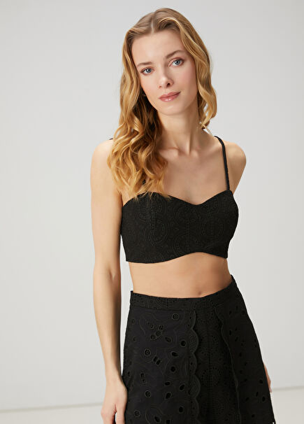 Black Embroidered Bustier