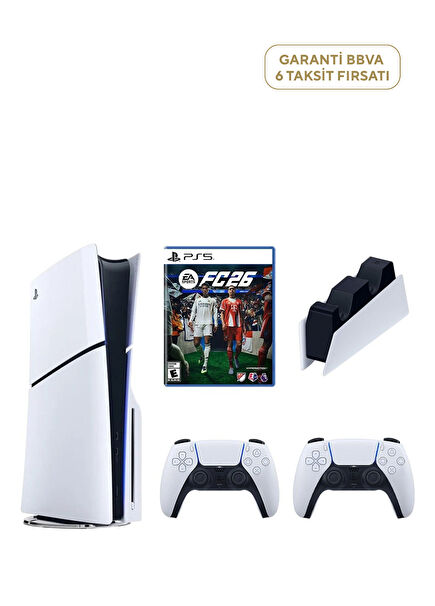 Playstation 5 Slim Standart 1 TB+ 2. Beyaz Dualsense + Şarj + Ps5 FC26 CD 