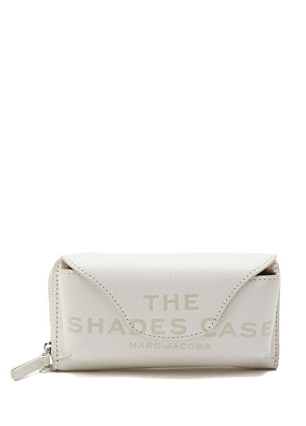 White leather eyeglasses case