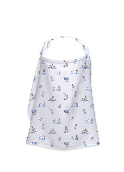  Bébé Lapin Mavi Müslin Bebek Emzirme Önlüğü 