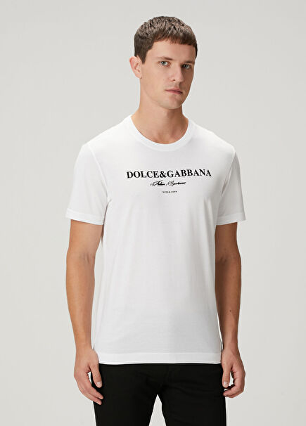 Beyaz Logo Baskılı T-shirt