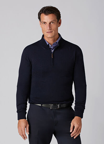 Navy Blue Polo Wool Sweater