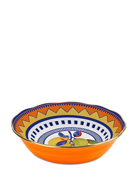 Dolce Vita Lemon Patterned Porcelain Fruit Bowl 18 cm