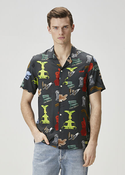Regular Fit Figure Patterned Short Sleeve Shirt